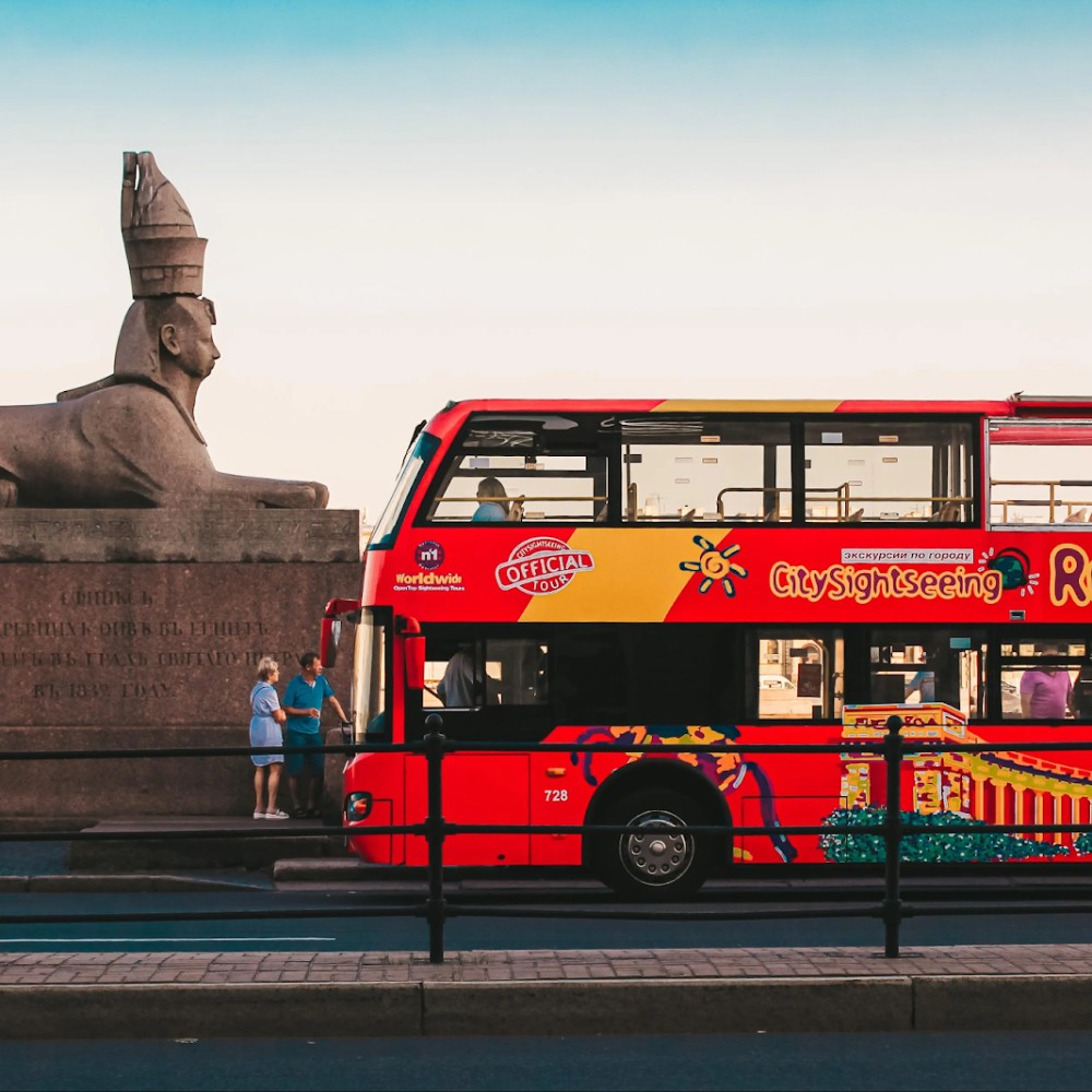 Red sightseeing bus